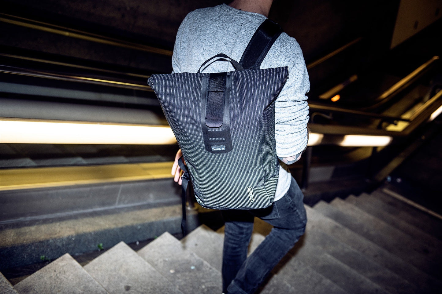 Velocity – sac à dos roll‑top urbain Neon yellow - black reflective